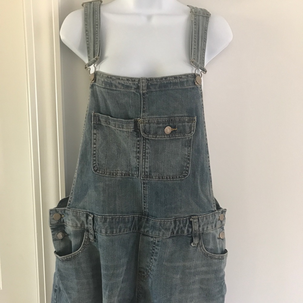 Denim overall shorts